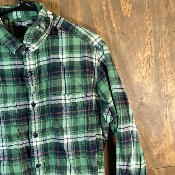 Uniqlo Mens Shirt Green White Plaid Flannel Button Down 100% Cotton XLarge - Picture 5 of 13